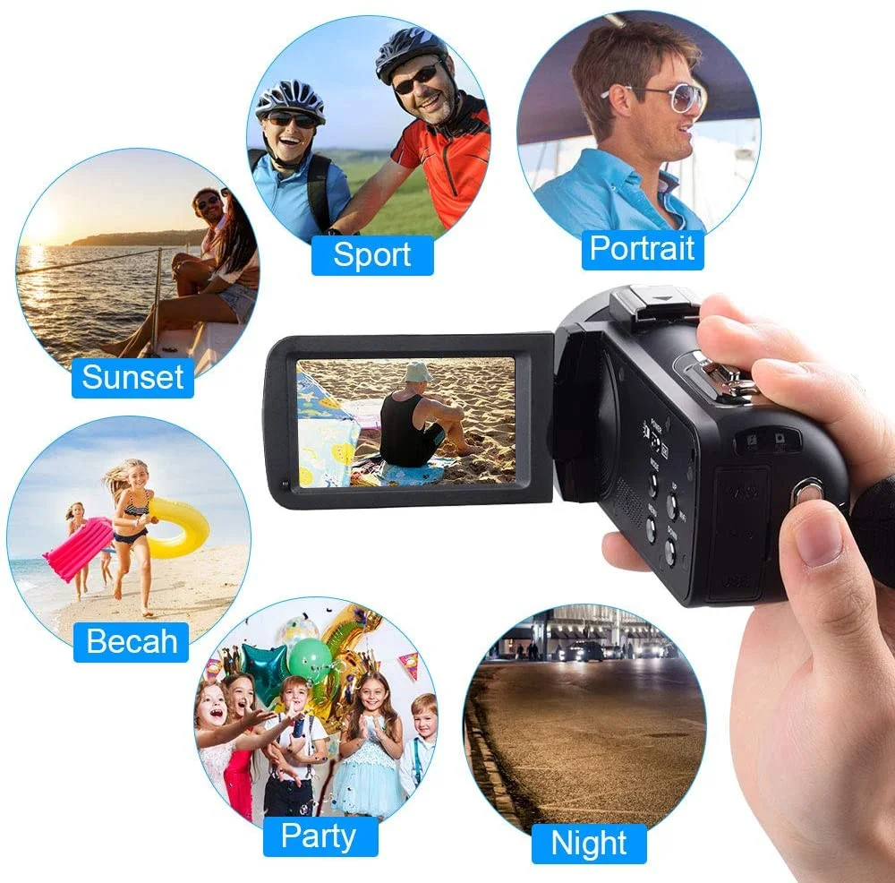 Видеокамера KOMERY для Youbute 16X 4K Wi-Fi 48 МП с поворотом на 270 градусов функцией ночного