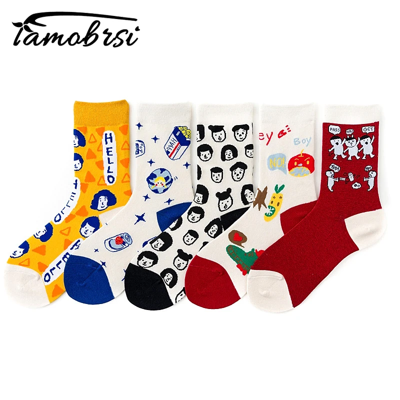 

Теплые забавные носки с персонажами сумасшедших мультфильмов, милые белые короткие зимние женские хлопковые носки до щиколотки, Необычные ...