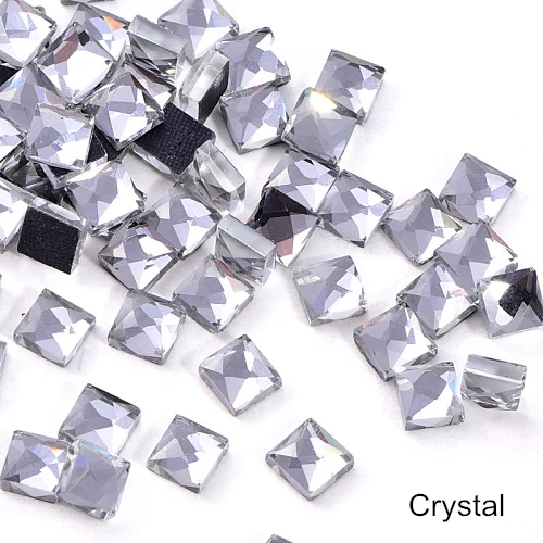 Crystal 100 шт 6 мм стразы горячей фиксации стразы квадратные плоские с оборота стеклянные DMC горячей фиксации стразы железные стразы свадебное платье B0308 - Цвет: Crystal