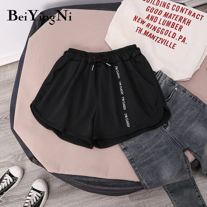 

Beiyingni Summer Loose Slim High Waist Letter Printed Casual Shorts Womans Streetwear Chic Track Shorts Pantalones Cortos Mujer