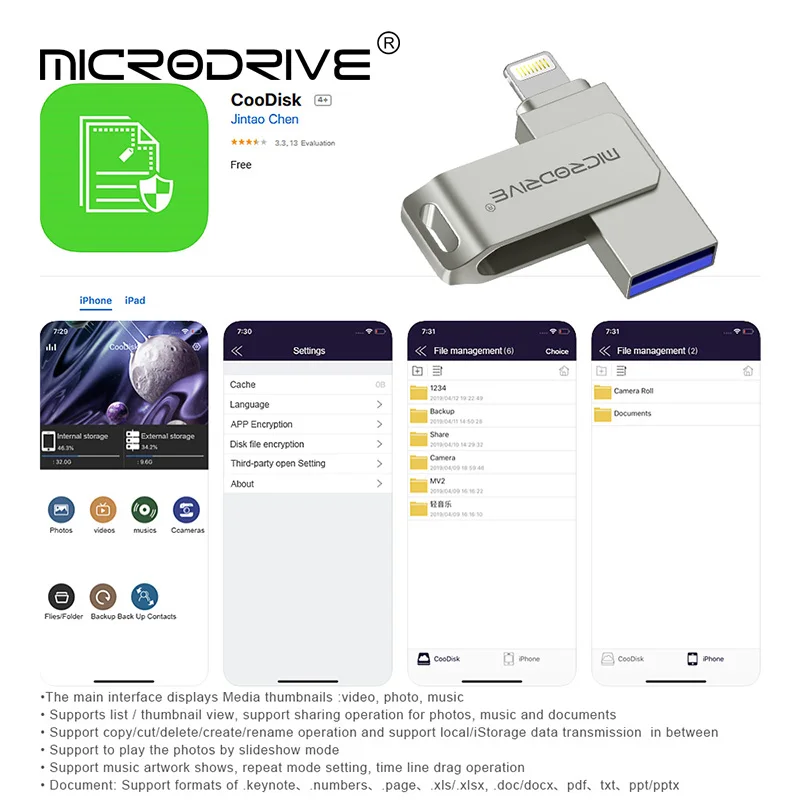 Металлический USB флеш накопитель для iPhone X/8/7/7 Plus/6/6s/ipad OTG флешка HD карта памяти 16 ГБ