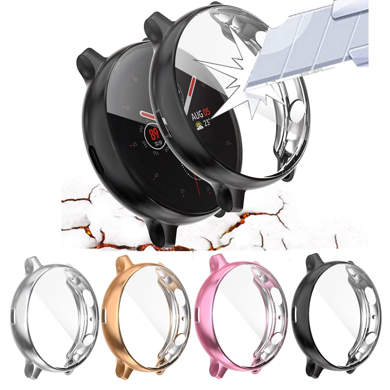 Защитный экран 9D + чехол для Samsung Galaxy Watch Active 2 40 мм 44 бампер HD с полным покрытием