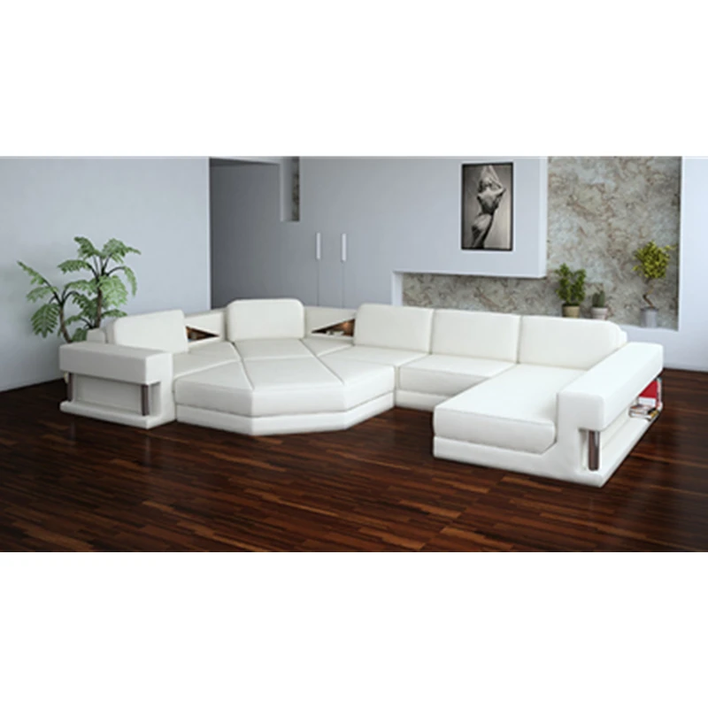 U-образный оранжевый цвет натуральная кожа откидные диваны гостиная набор для