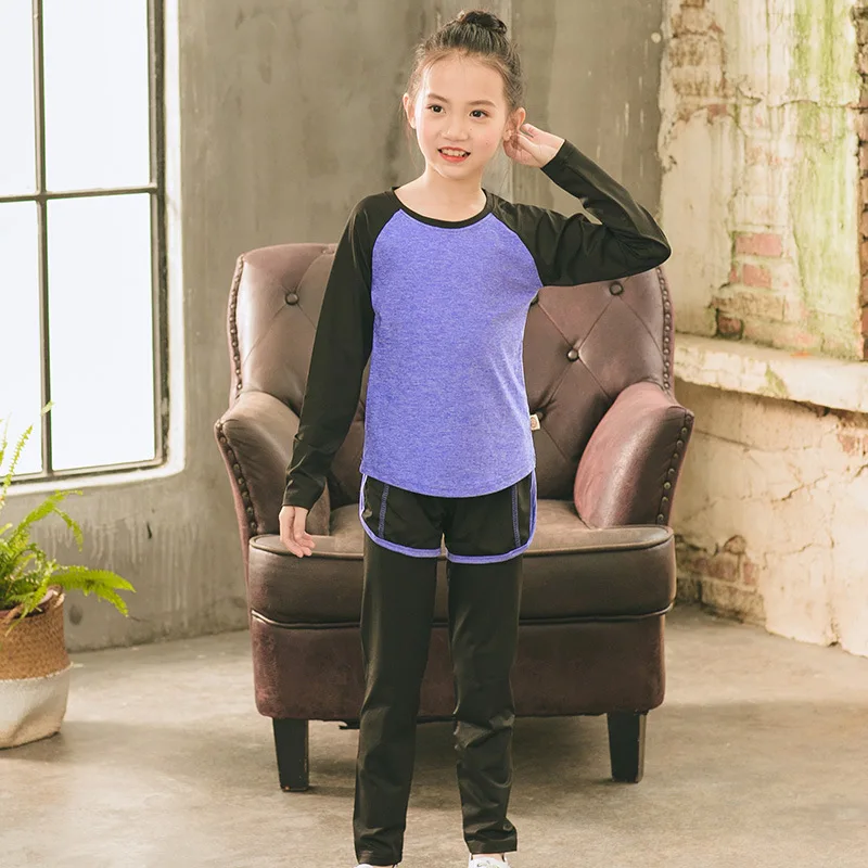 Спортивная одежда для девочек термобелье детская спортивная футболка топы Штаны