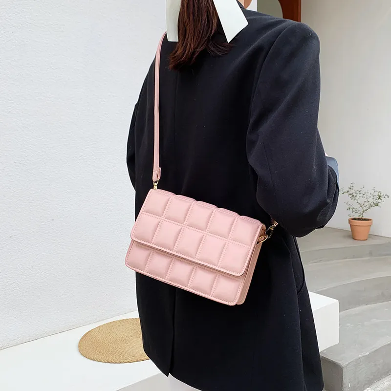 

Клетчатая женская сумка, новая стильная сумка через плечо, маленькая квадратная сумка 01-SB-fgcgdj