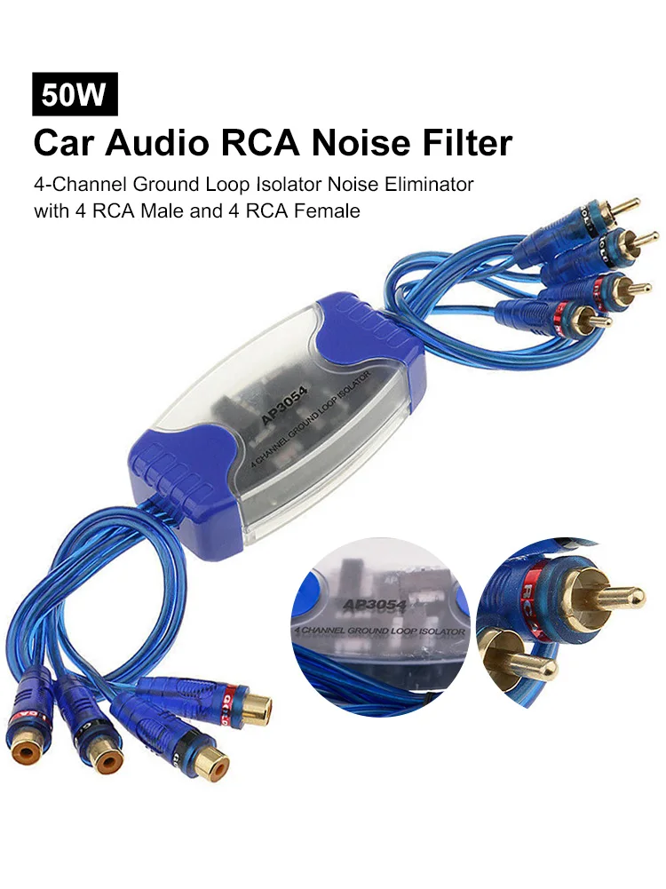 

Universal Noise Sound Eliminator 4 Channel RCA Ground Loop Isolator Noise Filters with 4 RCA Male and 4 RCA Female