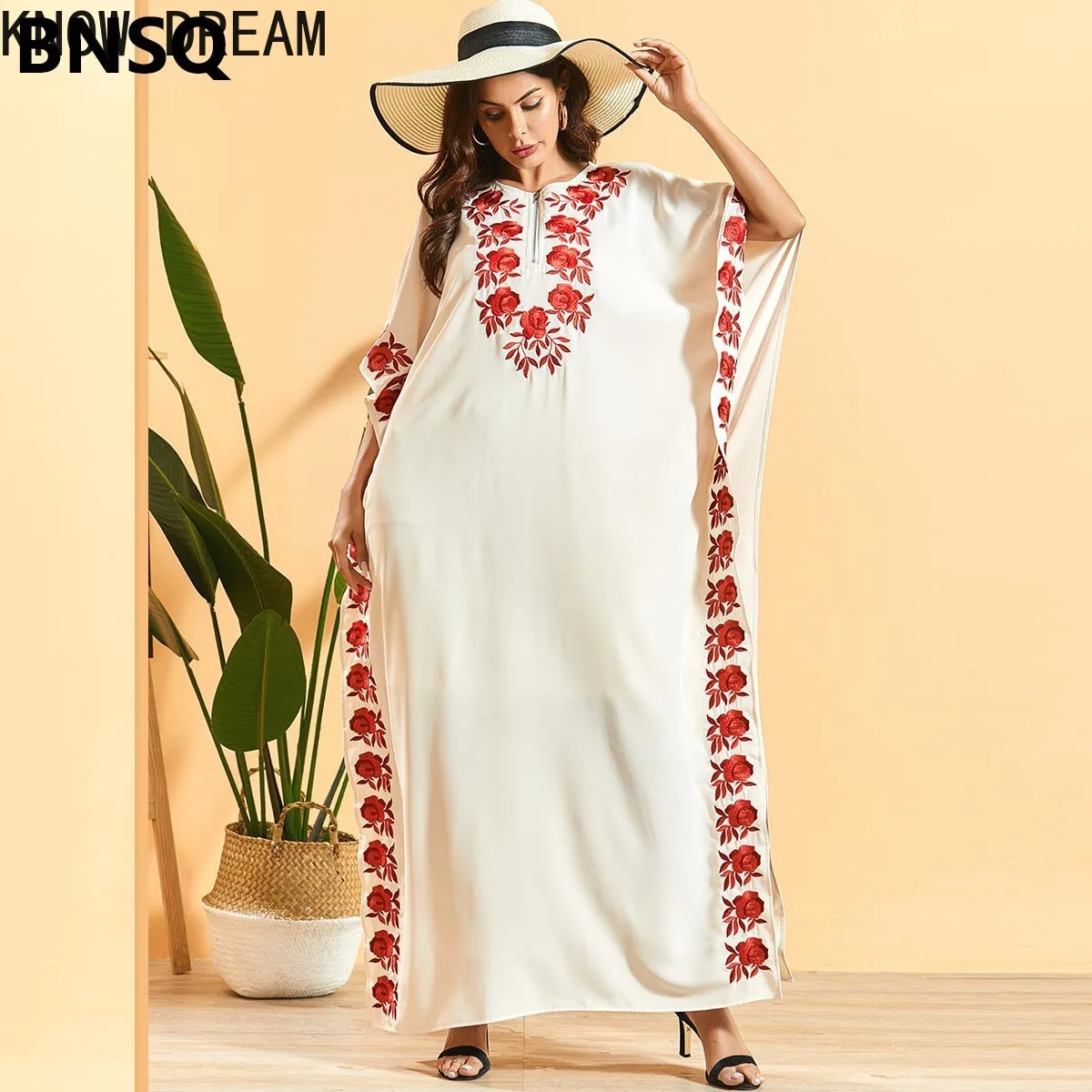 Узнайте мечта Мода размера плюс для женщин рукав летучая мышь вышитые