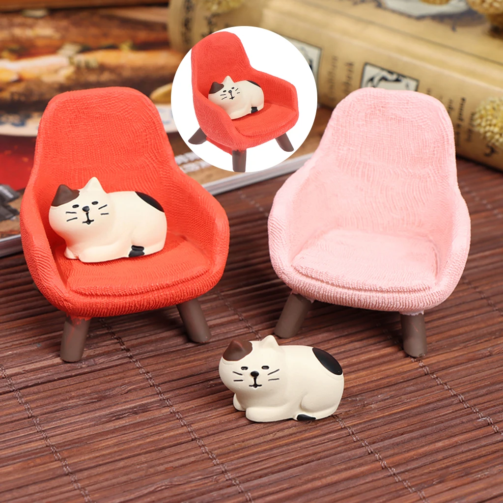 

1/12 весы кукольный домик кресло для гостиной диван кресло w/милые кошачьи игрушки орнамент