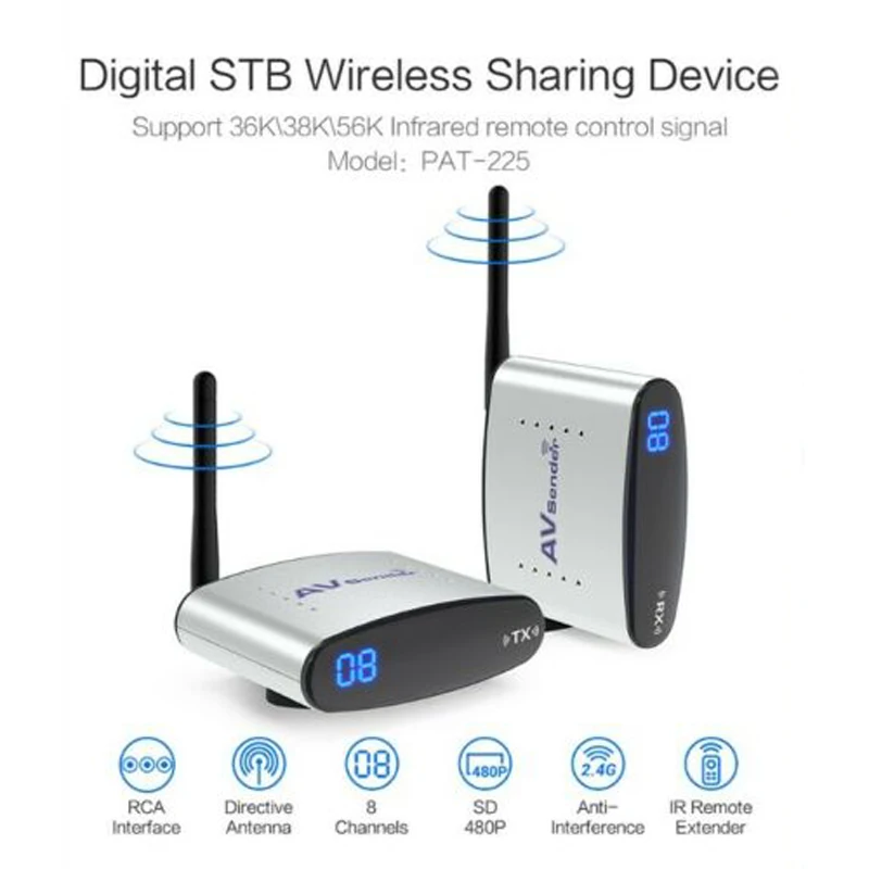 Комплект 2 4G беспроводной AV передатчик приемник аудио видео ТВ ресивер