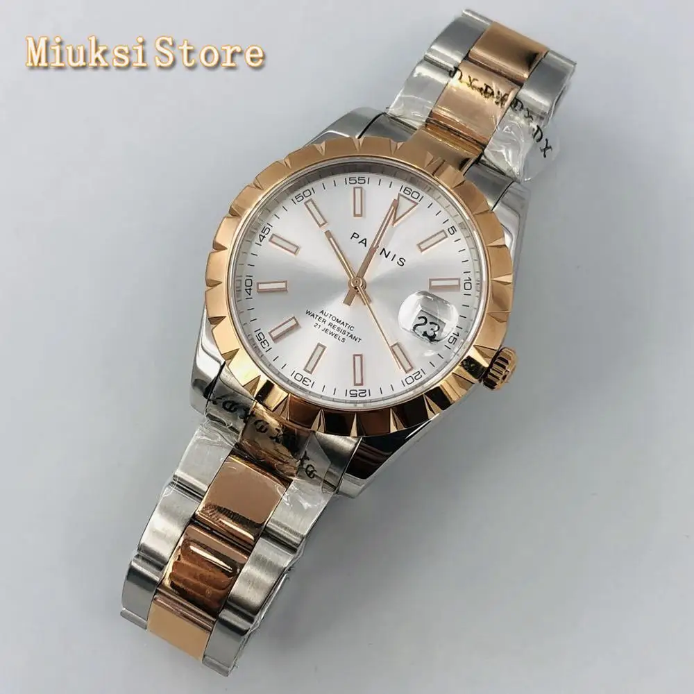 Parnis 2020 Новые мужские Роскошные водонепроницаемые часы из розового золота с