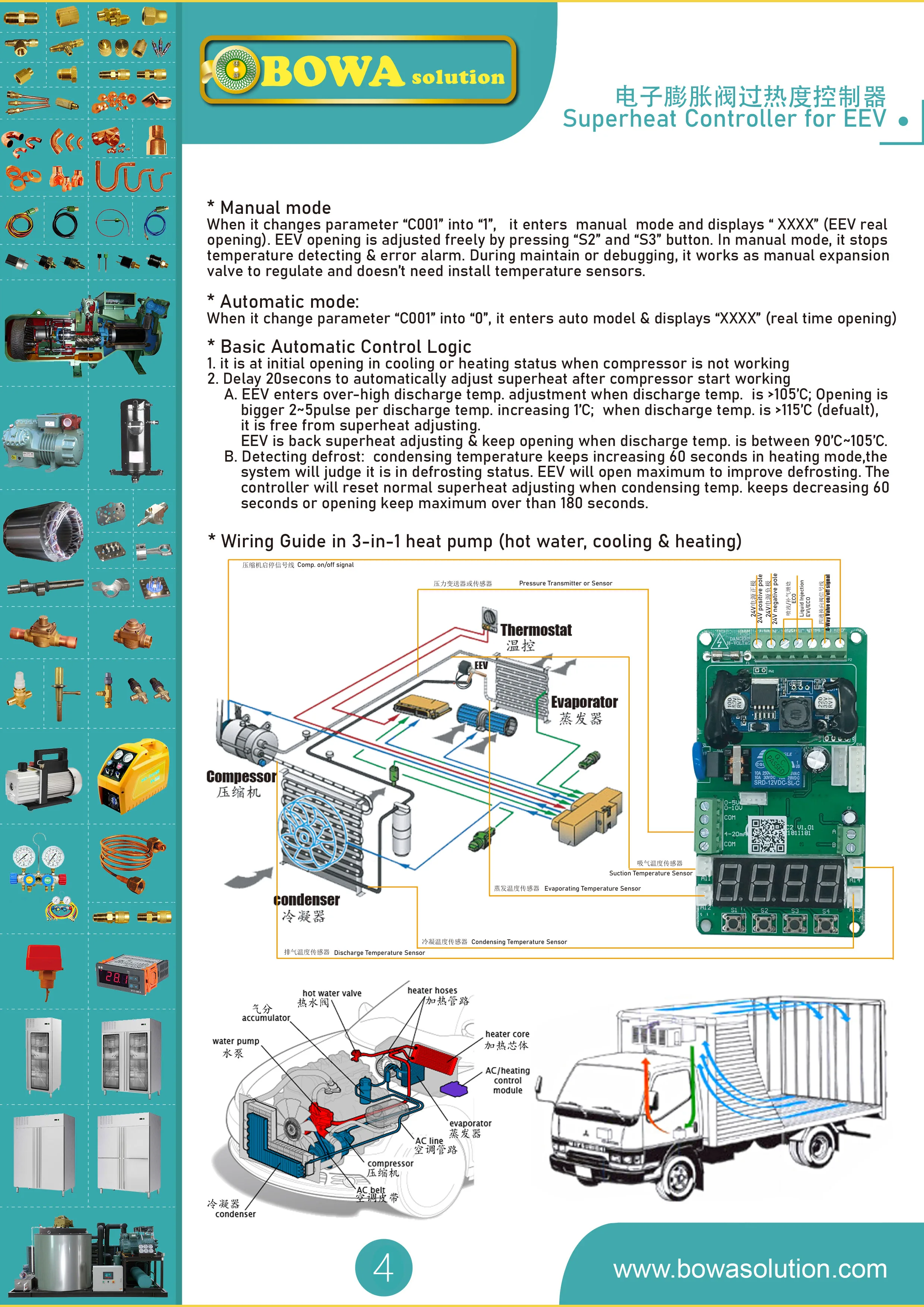 0.7m3/h EEV с датчиками и 24Vdc контроллер Отличный дизайн для шины переменного тока, так как он может соответствовать с изменением холодильной нагрузки быстро