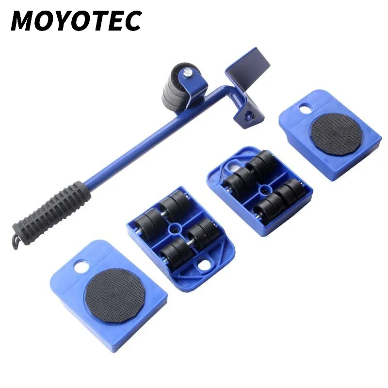 MOYOTEC 5PCS Moves Furniture Tool SetTransport Shifter Moving Wheel Slider Remover Roller Professional Heavy Bar Mover Device