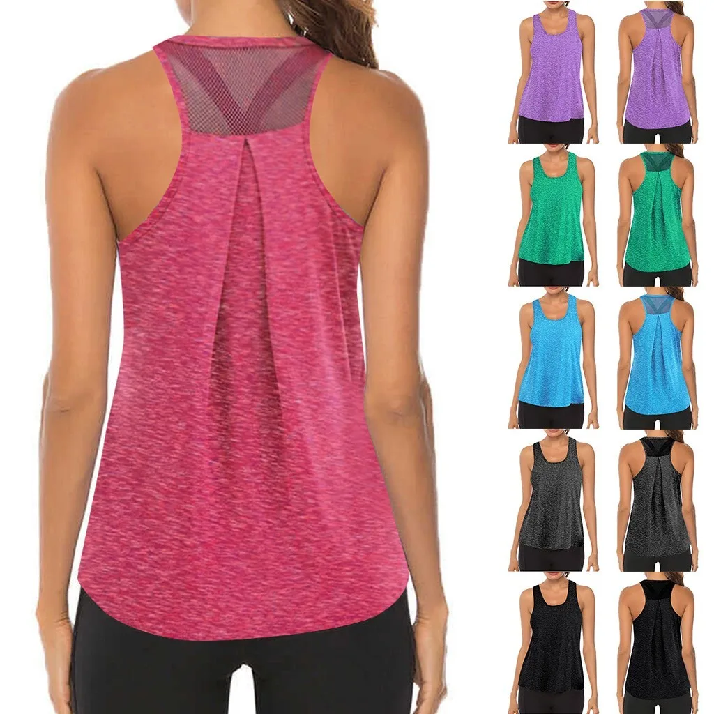 

Women Workout Tops Mesh Racerback Tank Yoga Shirts Gym Clothes