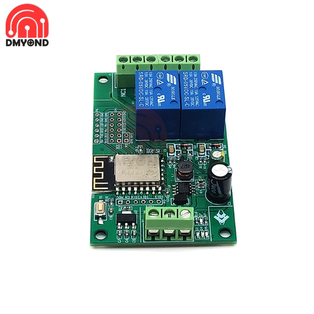 DC 5 В/8-80 в ESP8266 двойной модуль реле канала Wi-Fi ESP-12F макетная плата для IOT Smart Home Phone APP