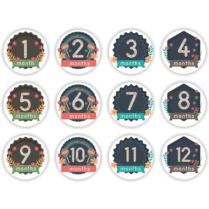 

12 Pcs Baby Pregnant Monthly Stickers Memory Recording Milestone Sticker Props