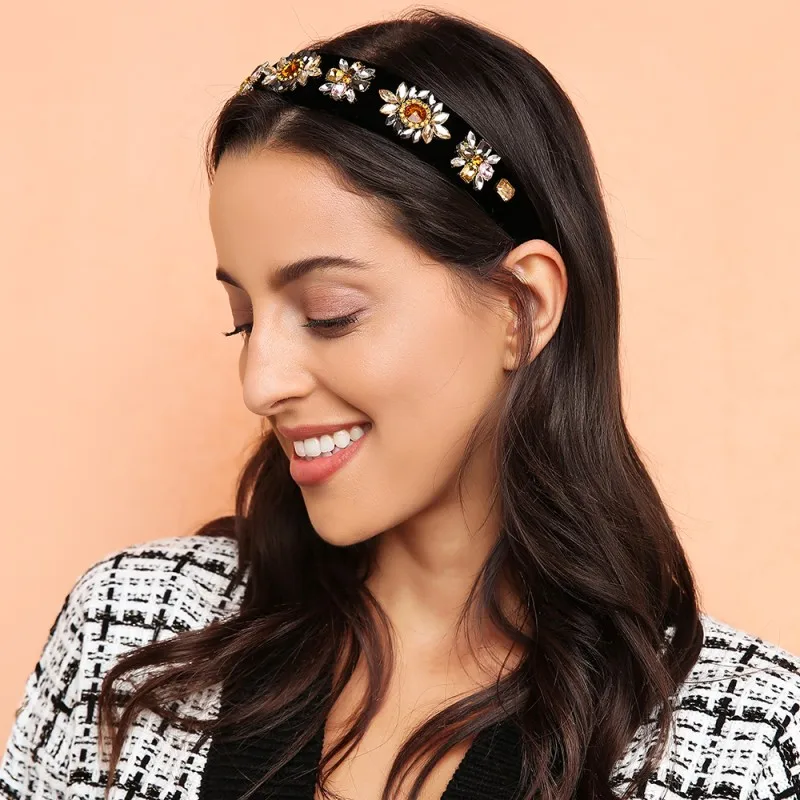 Роскошные Стразы Хрустальная повязка на голову в стиле барокко большой цветок