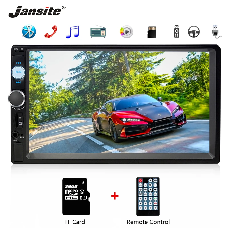 Jansite 7 дюймовый автомобильный Радио MP5 плеер FHD цифровой сенсорный экран