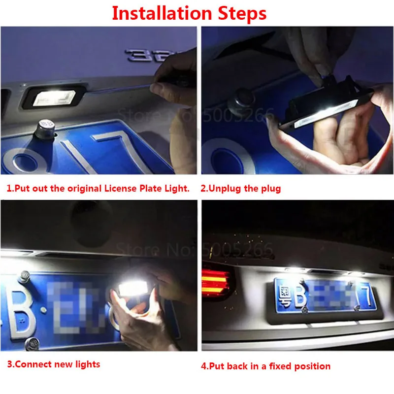 LED Number License Plate Light for Audi A4 B6 B7 S4 RS4 A6 C6 S6 RS6 A8 S8 Q7 Canbus Auto lights 18 LEDs White | Автомобили и