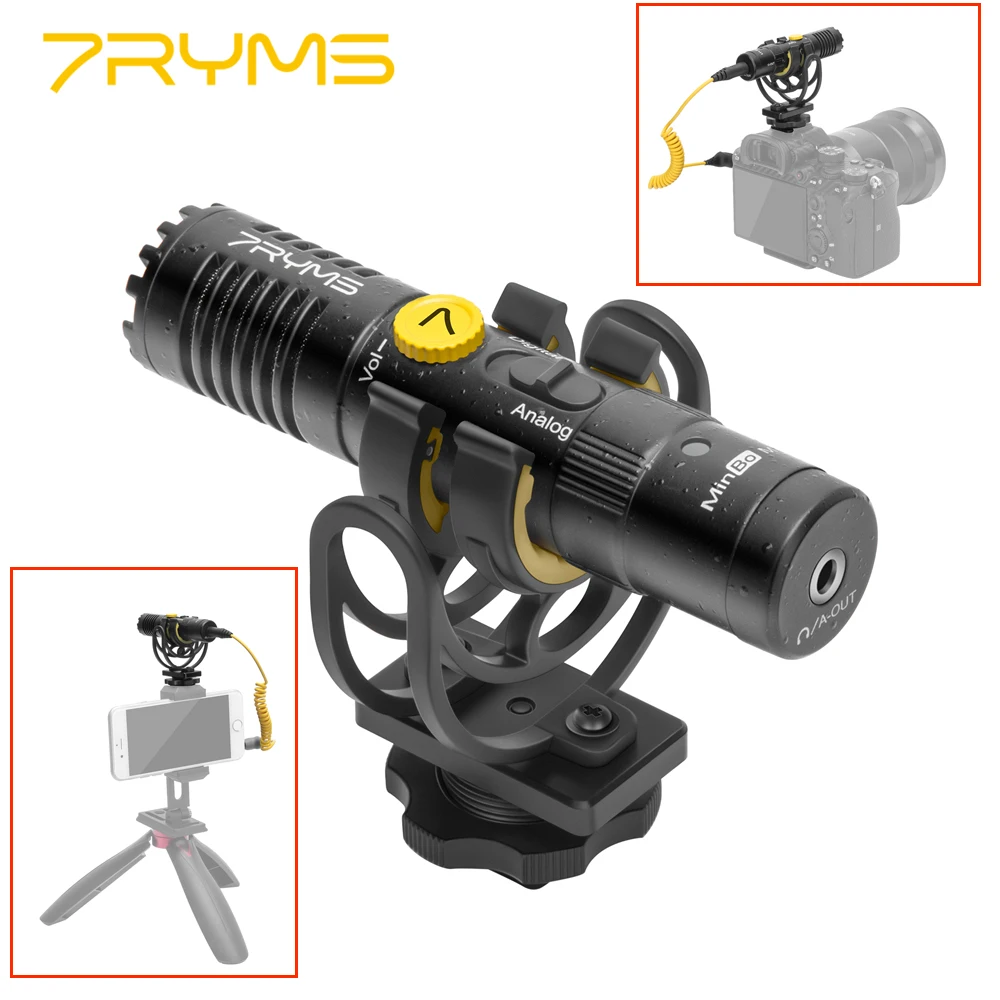 

7RYMS MinBo M1 Mini Cardioid Digital/Analog Shotgun Microphone for DSLR Camera/Smartphone Video Recording Volgging (TRS/USB C)