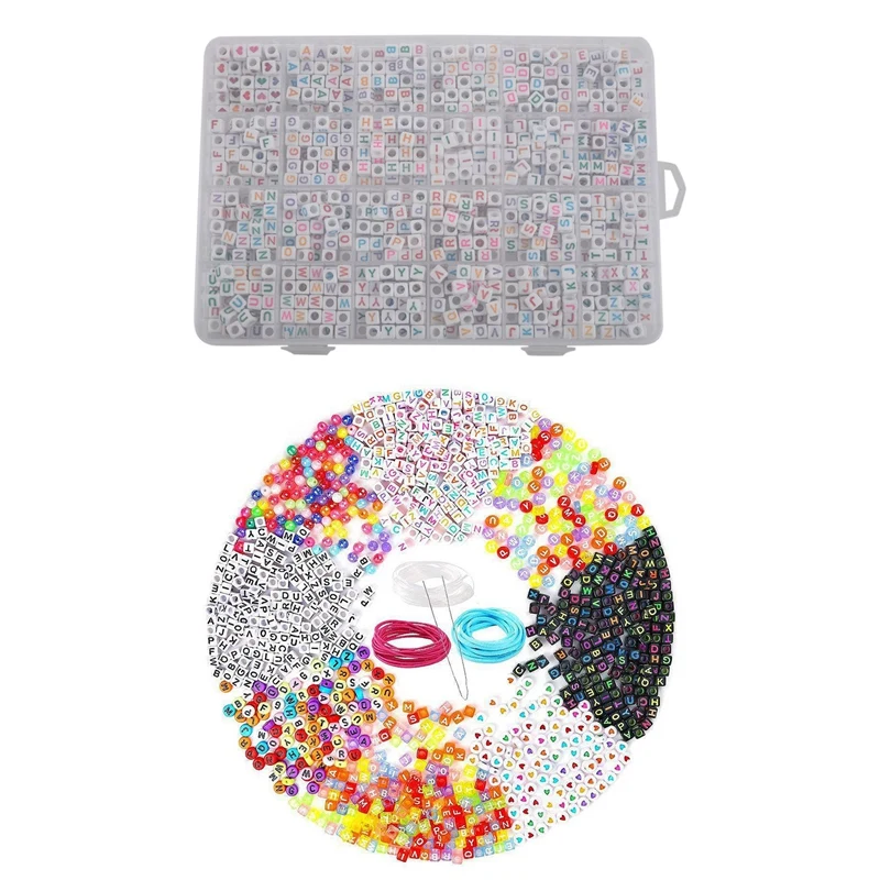

1200Pcs Acrylic Mixed Letter and Number Beads & 1300PCS Acrylic Letter Beads for Valentines Bracelets Beads (Multicolor)