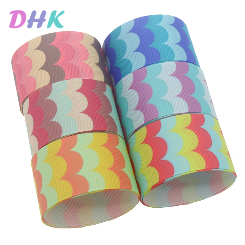 

DHK 1,5 ''5 ярдов, волнистый рыбный мешок, цвет, печатная крупная зернистая ткань, головной убор, украшение «сделай сам», оптовая продажа, 38 мм, E1862