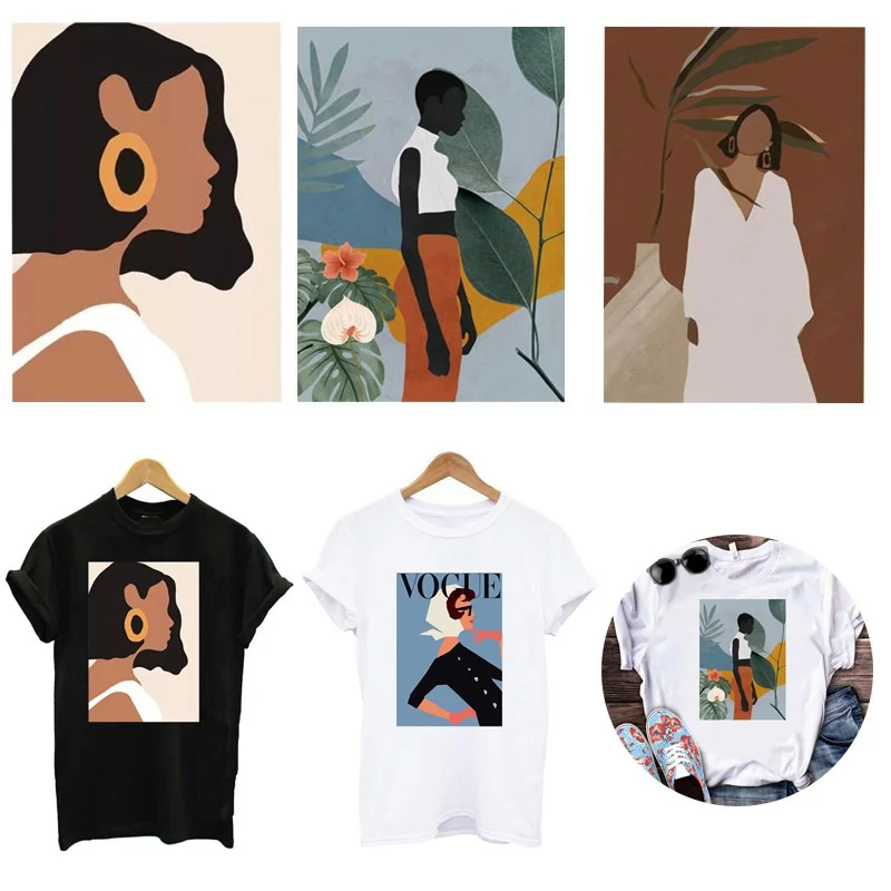 

Fashion Women Lady Thermal Heat Transfer Sticker DIY Washable Iron On Patches for T-Shirt Jeans Jackets Applique Decor
