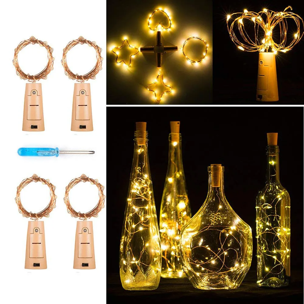 4 шт. винные бутылки гирлянда Декор микро медная проволока сказочные лампы для