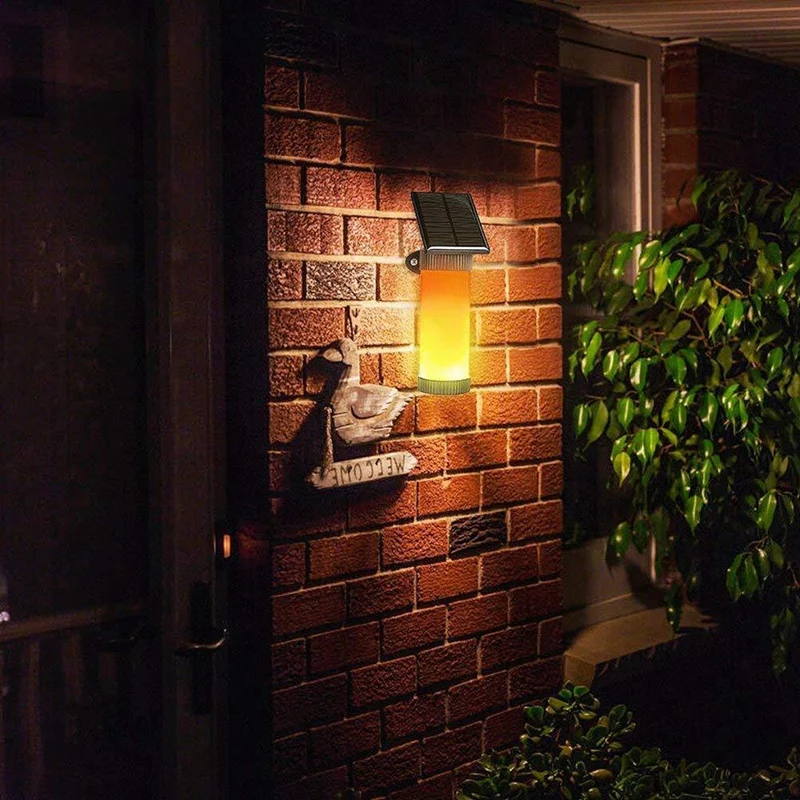 

New 102 LED Solar Light Waterproof 3 Mode Solor Power Fire Flame Wall Light Flickering Door Garden Lamp
