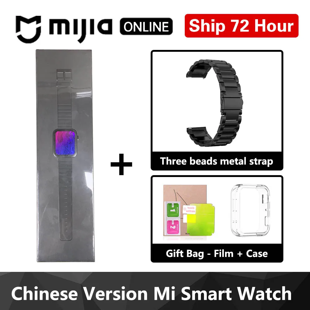 Black with Strap Xiaomi Mi Смарт-часы gps NFC wifi ESIM PhoneCall браслет Android наручные часы Спорт Bluetooth фитнес монитор сердечного ритма трекер - Цвет: Black with Strap