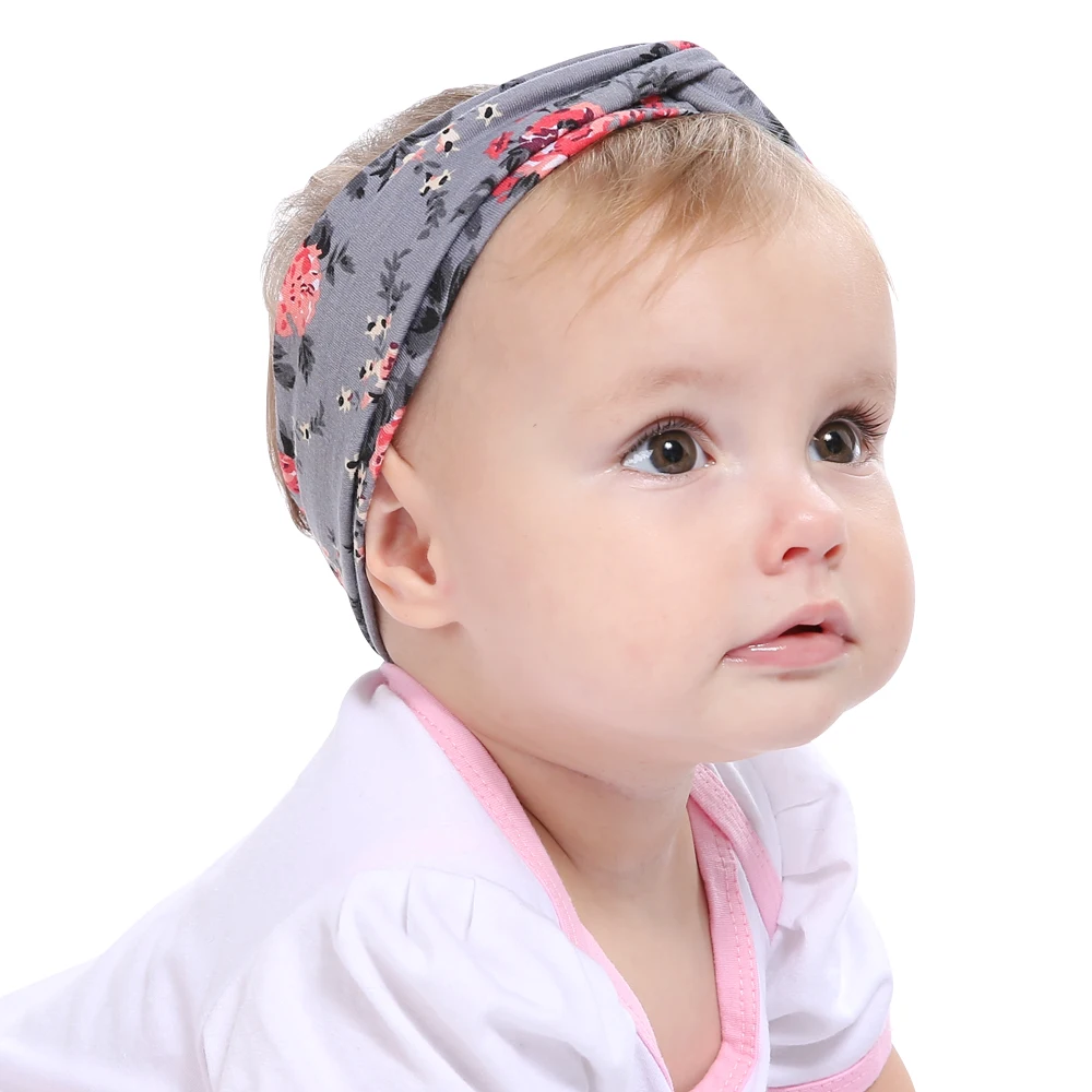 Новый Красочный цветочный ободок для новорожденных из хлопка и