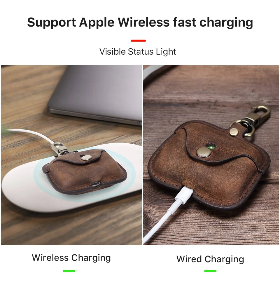Роскошный чехол из натуральной коровьей кожи airpods Pro apple fundas auriculares inalambricos airpod 3 чехол с брелком для ключей