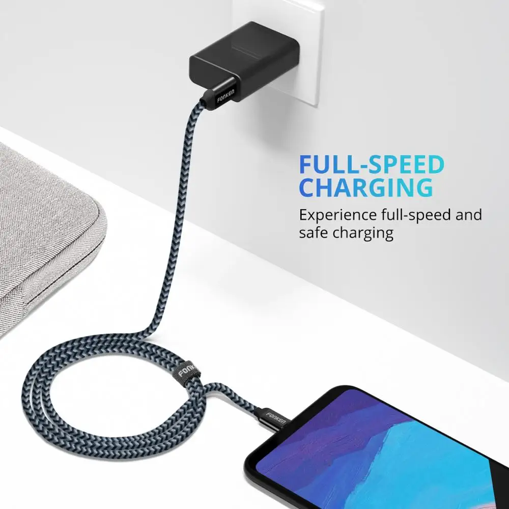 FONKEN Micro USB кабель для зарядки телефона 1 м 2 Supercharge redmi note 6 быстрое зарядное