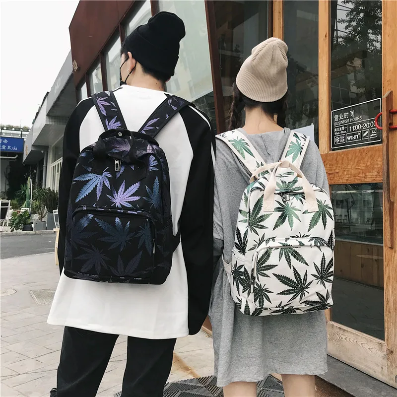 WEIXIER Now Korean Version of Maple Leaf Small Fresh Female Student Nylon Bags Casual Fashion Computer School Printing Bag LY-08 | Багаж и