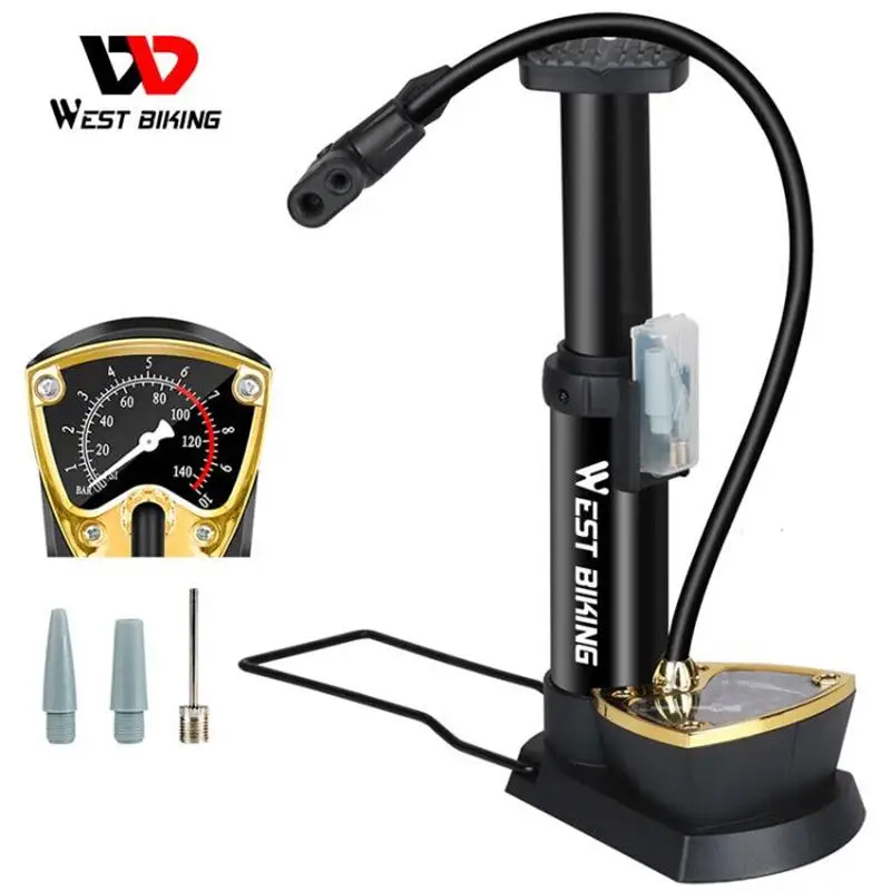 

Bicycle Pump MTB Road Bike 140PSI High Pressure Foot Pump with Gauge Hose Cycling Floor Air Inflator Fits Presta Schrader Valve