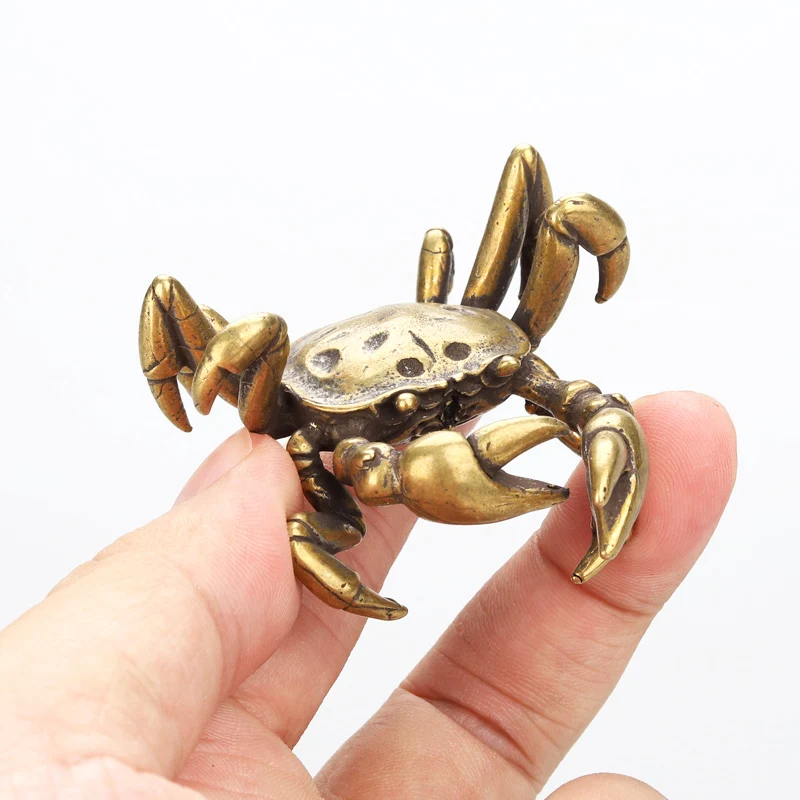 Медные маленькие медные статуи краба ручной работы антикварные миниатюрные