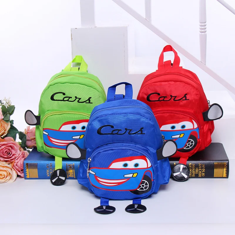 "Школьный ранец Disney Cars, забавный детский нейлоновый рюкзак для мальчиков и девочек, модная миниатюрная сумка для детского сада с защитой от п..."