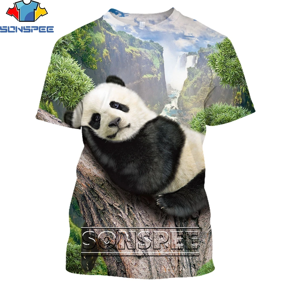

SONSPEE 3D Panda Casual Men Unisex TShirt Harajuku Short sleeve Streetwear Clothing Tops