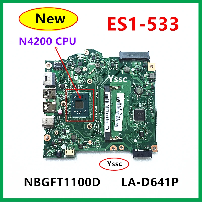 Новая материнская плата для ноутбука Acer Aspire LA-D641P NBGFT1100D / NBGH411001 (с процессором N4200)