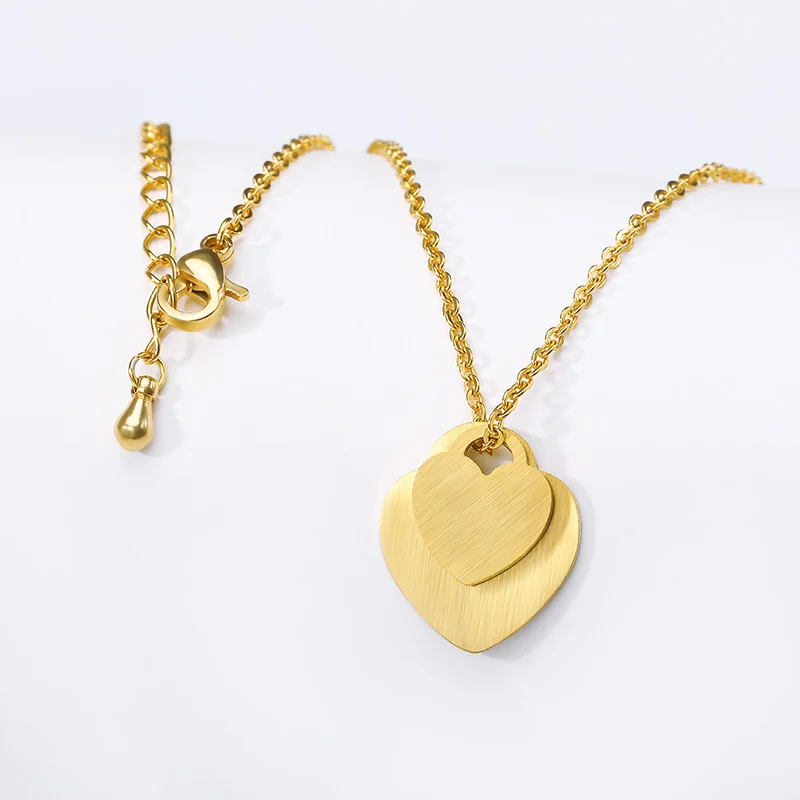 Двойные подвески для ожерелья в форме сердца женщин Любовь ювелирные изделия