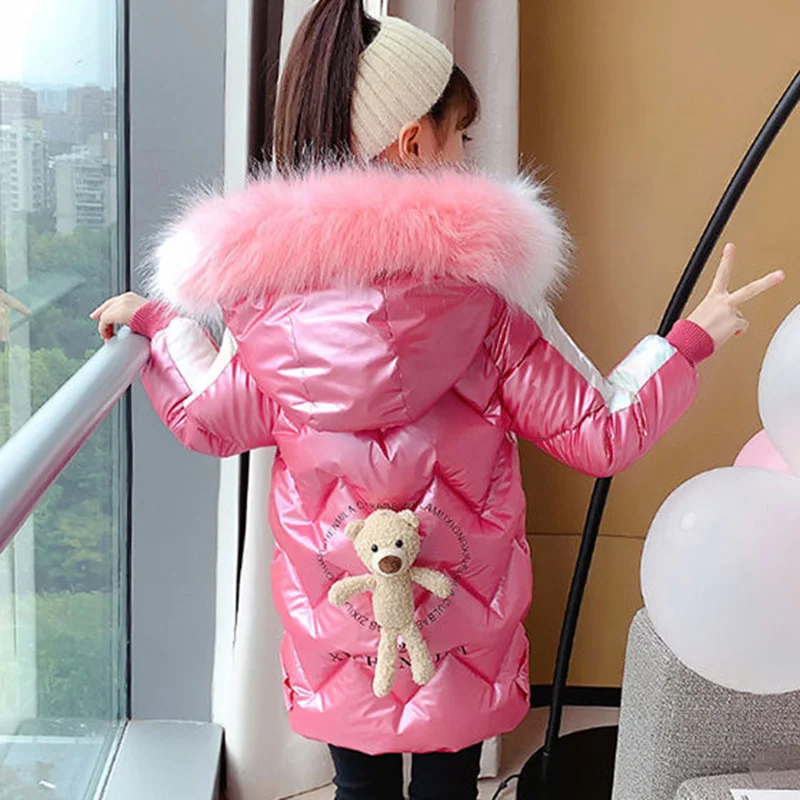 Зимняя Детская куртка детские парки с капюшоном для маленьких девочек длинное