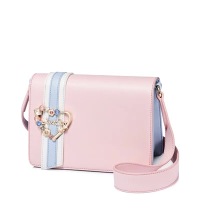 Розовый JUST STAR, женские кожаные сумки-мессенджеры, Дамская мода, любовь, полосы, на плечо, кошелек, женский, со вставками, с клапаном, весенние сумки через плечо - Цвет: Розовый