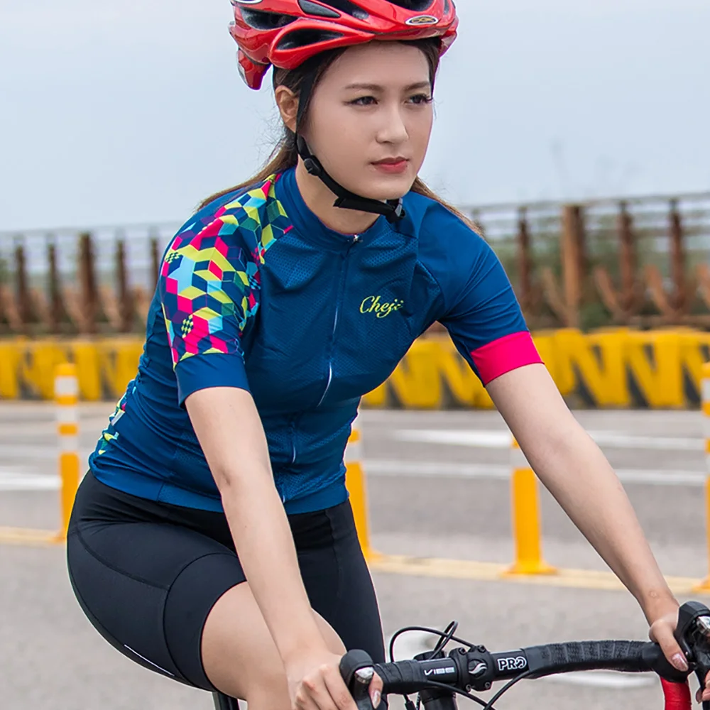 CHEJI Новое поступление Женская велосипедная майка с коротким рукавом MTB дорожный велосипед рубашка YKK на молнии велосипедная одежда Ropa De Ciclismo