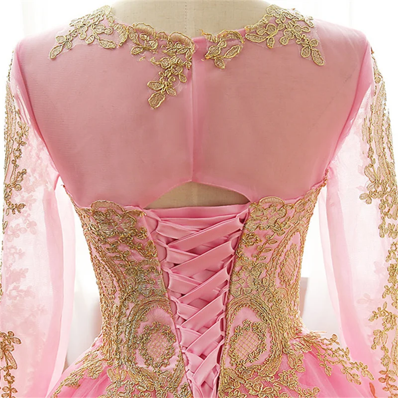 Женское свадебное платье It's YiiYa розовое кружевное с круглым вырезом и длинным