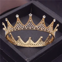 bride headdress royal queen king wedding crown gold colors metal tiaras and crowns hair jewelry head ornaments prom accessories