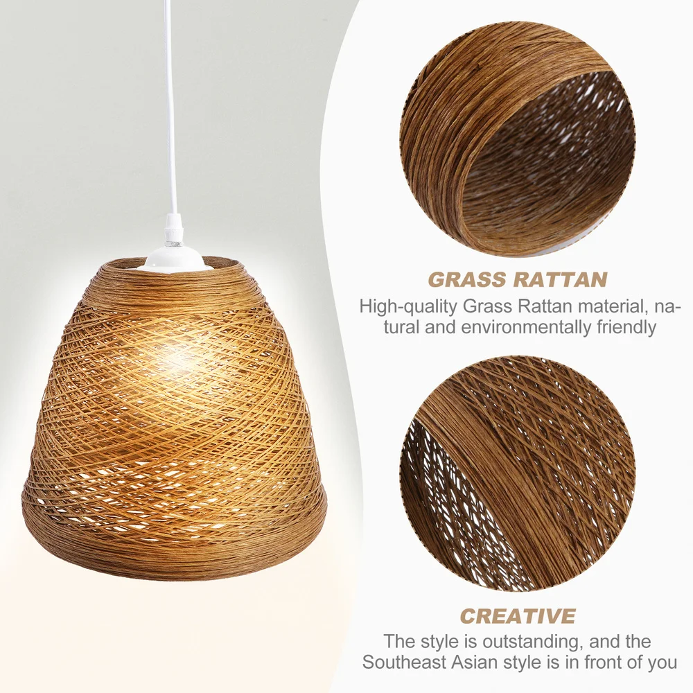 

Idyllic Rattan Woven Pendant Light Creative Ceiling Lamp for Living Room Bar