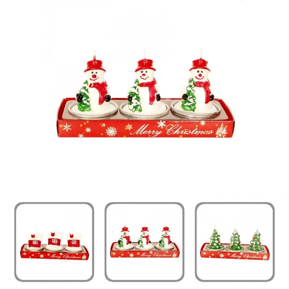 

3Pcs Party Candle Novel Mini Eye-catching Portable Xmas Wax Candle for Living Room Birthday Candle Wax Candle
