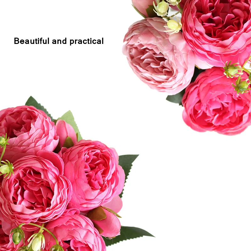 1 букет из 9 розовых шелковых цветов искусственные цветы Осенний Искусственный