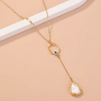 long y necklace gold jewelry simple pearl pendants chocker vintage collier bijoux woman choker jewelry