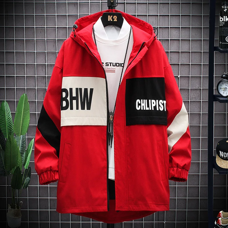 

New Korean Hip Hop Men's Cargo Jackets Men Streetwear Jacket Patchwork Cardigan Hooded Coats Male 3 Color M-3XL
