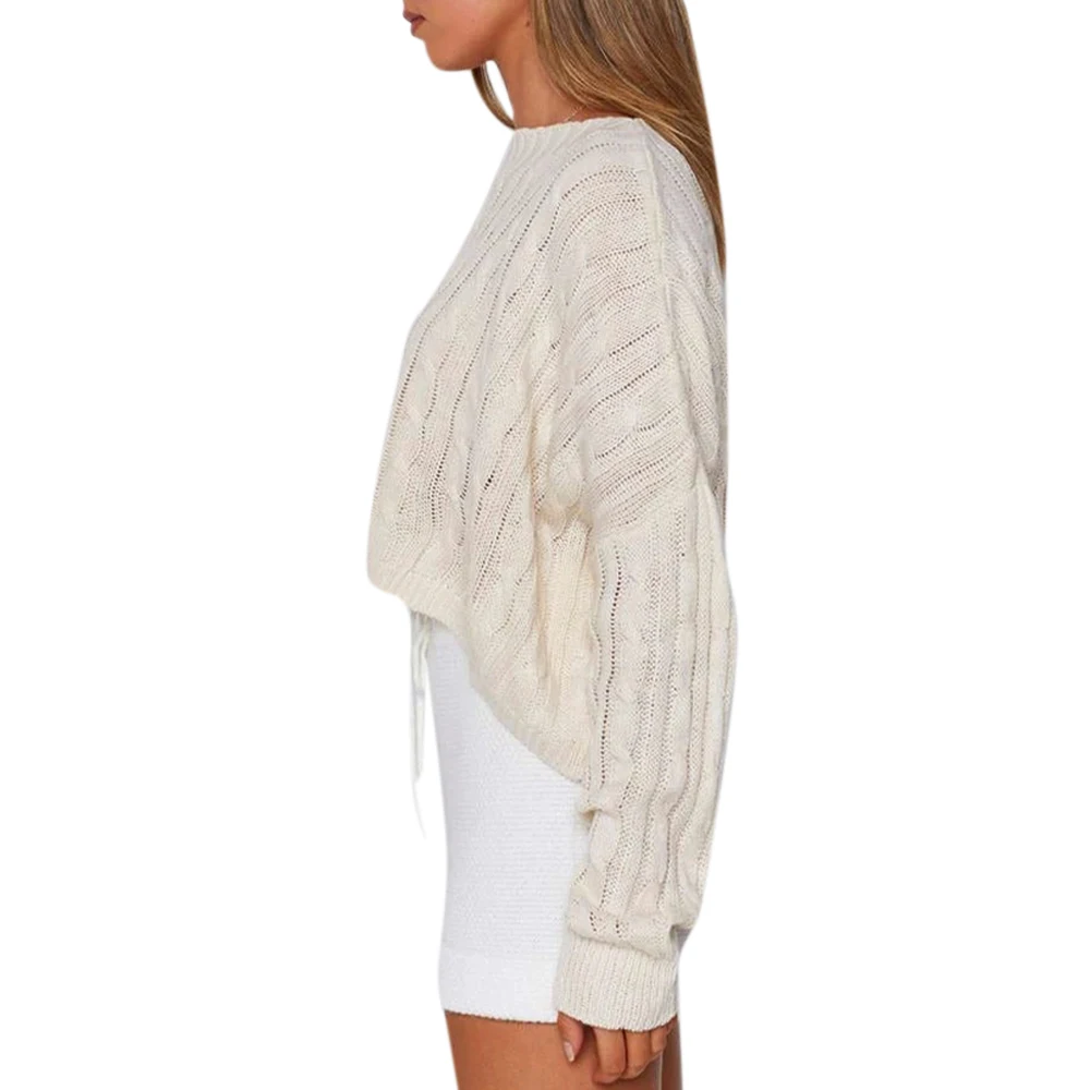 Женский трикотажный комплект из двух предметов однотонный пуловер с круглым